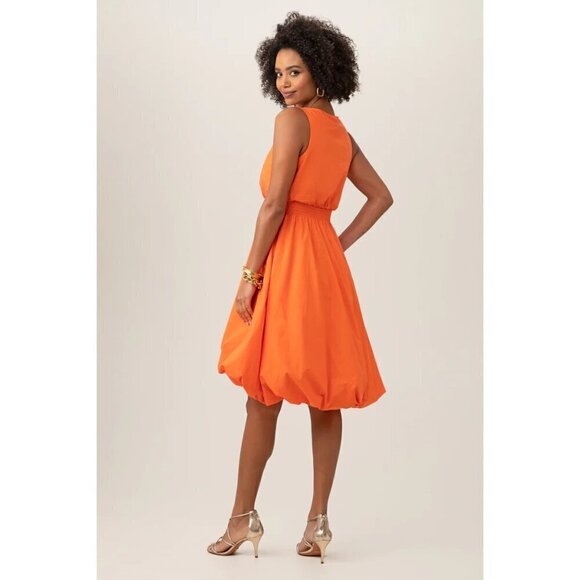 💕TRINA TURK💕 Sought After Dress High Low Bubble Hem Fire Island Orange XL NWT - Picture 4 of 13